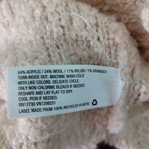 A New Day Women's Baby Pink Wool Blend Hooded Sweater Sz M Fall Winter Barbie - Picture 11 of 11